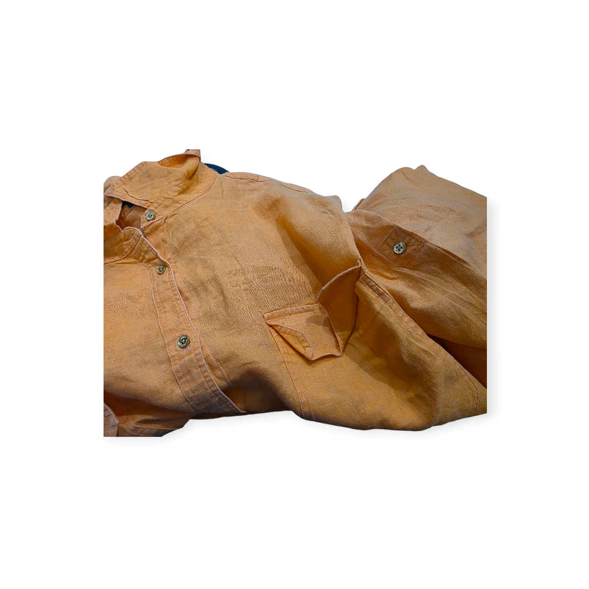 Camisa Ralph Lauren 3x Exclusive Naranja De Lino Manga 3/4