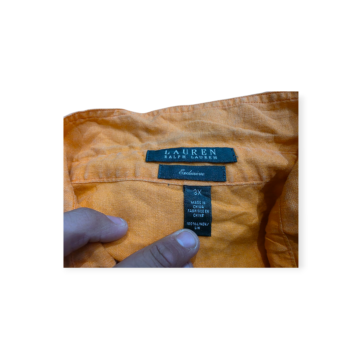 Camisa Ralph Lauren 3x Exclusive Naranja De Lino Manga 3/4