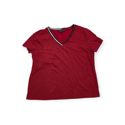 Playera Tommy Hilfiger Grande Xl Roja Lunares Manga Corta