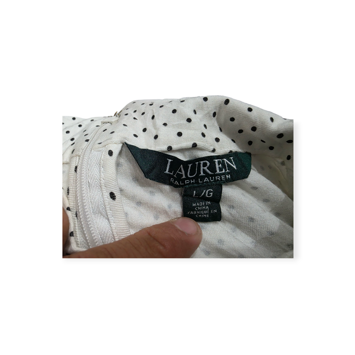 Blusa Ralph Lauren De Mujer Crema Con Lunares Manga Larga
