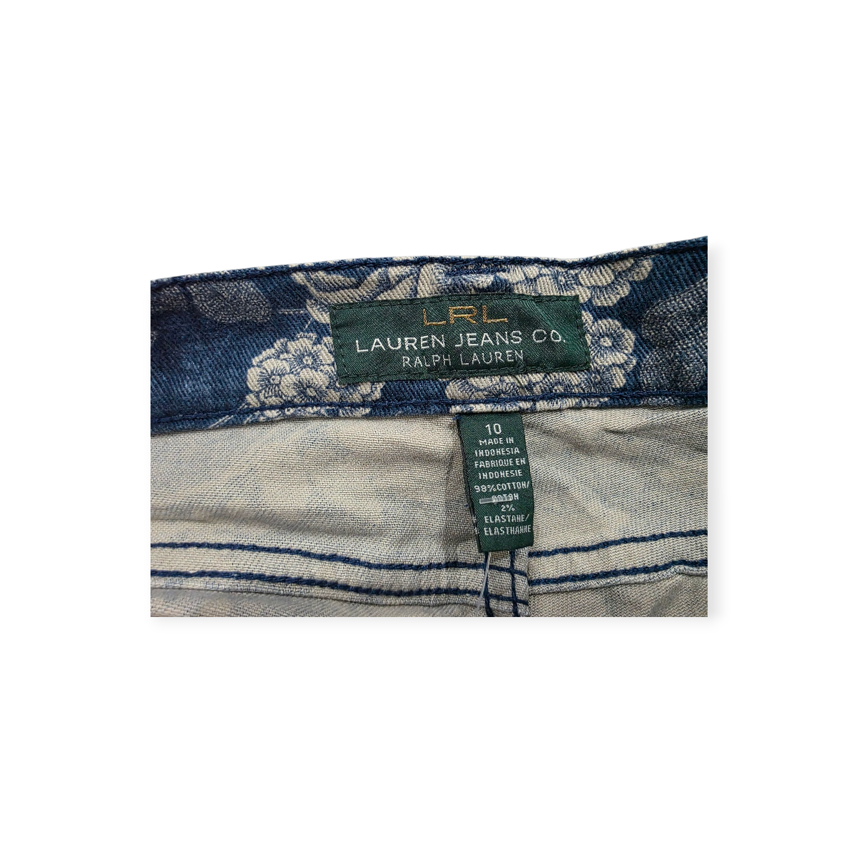 Pantalon Ralph Lauren De Mezclilla Talla 10 Floreado