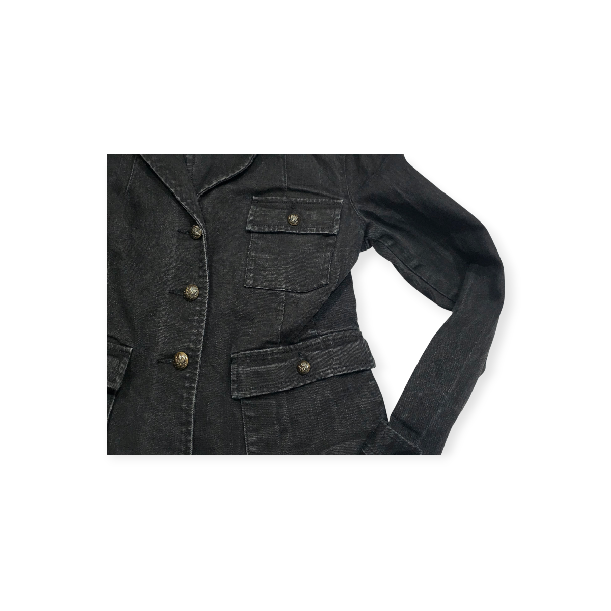 Chamarra Ralph Lauren De Mezclilla Grande L Color Negro