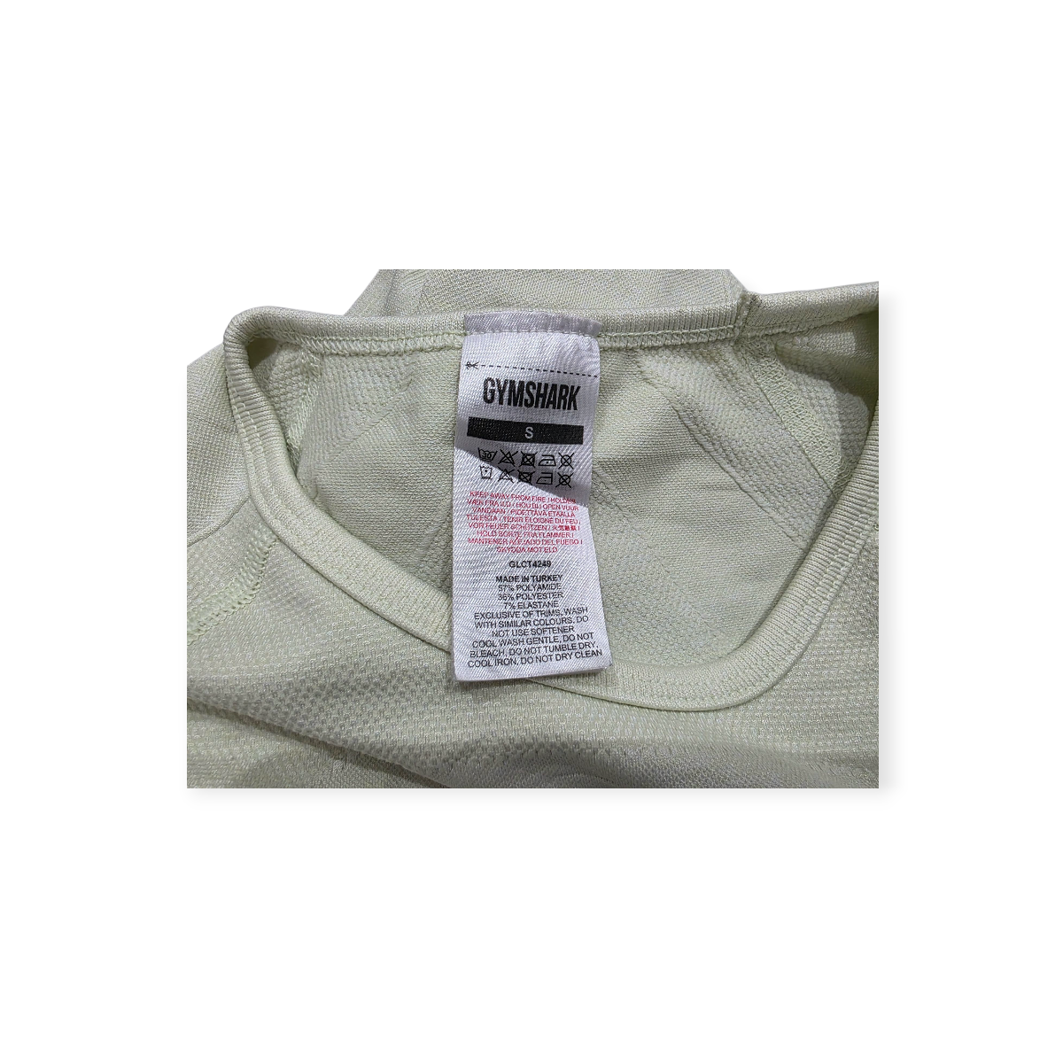 Playera Corta Gymshark Color Amarillo Claro