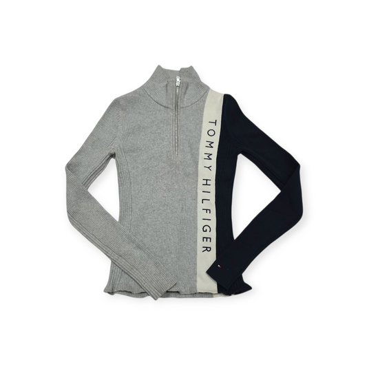 Sueter Tommy Hilfiger Xchico Xs Gris Con Azul De Mujer