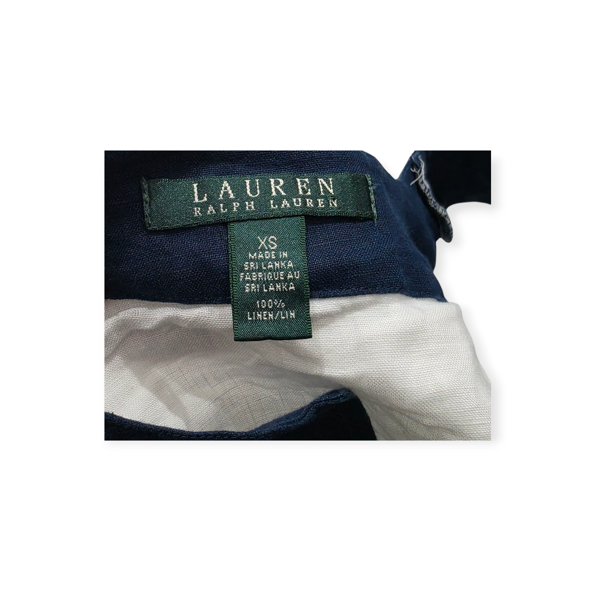 Blusa Ralph Lauren De Lino Blanca Con Azul Xchico Xs