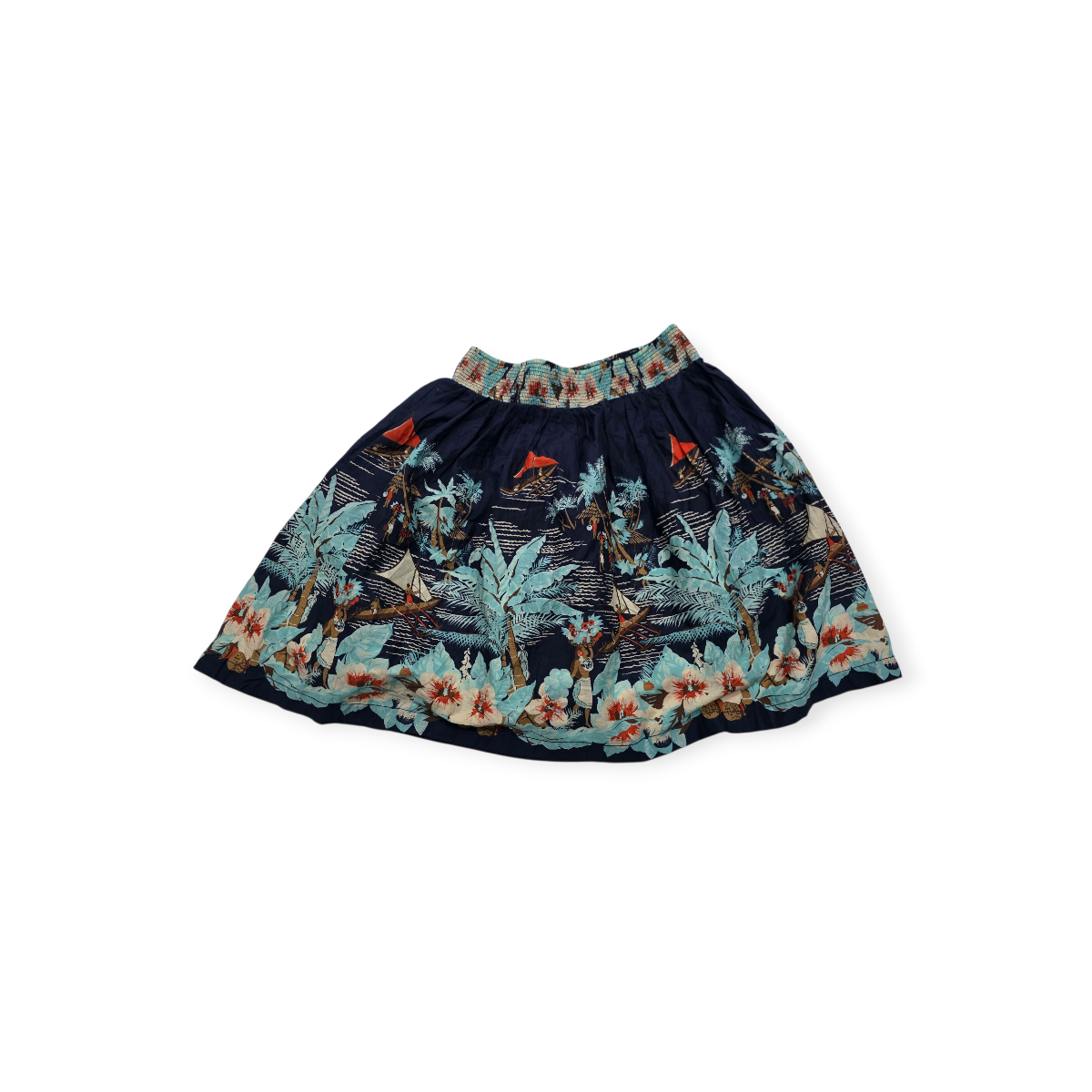 Falda Tommy Hilfiger Xchico Xs Azul Marino Con Palmera