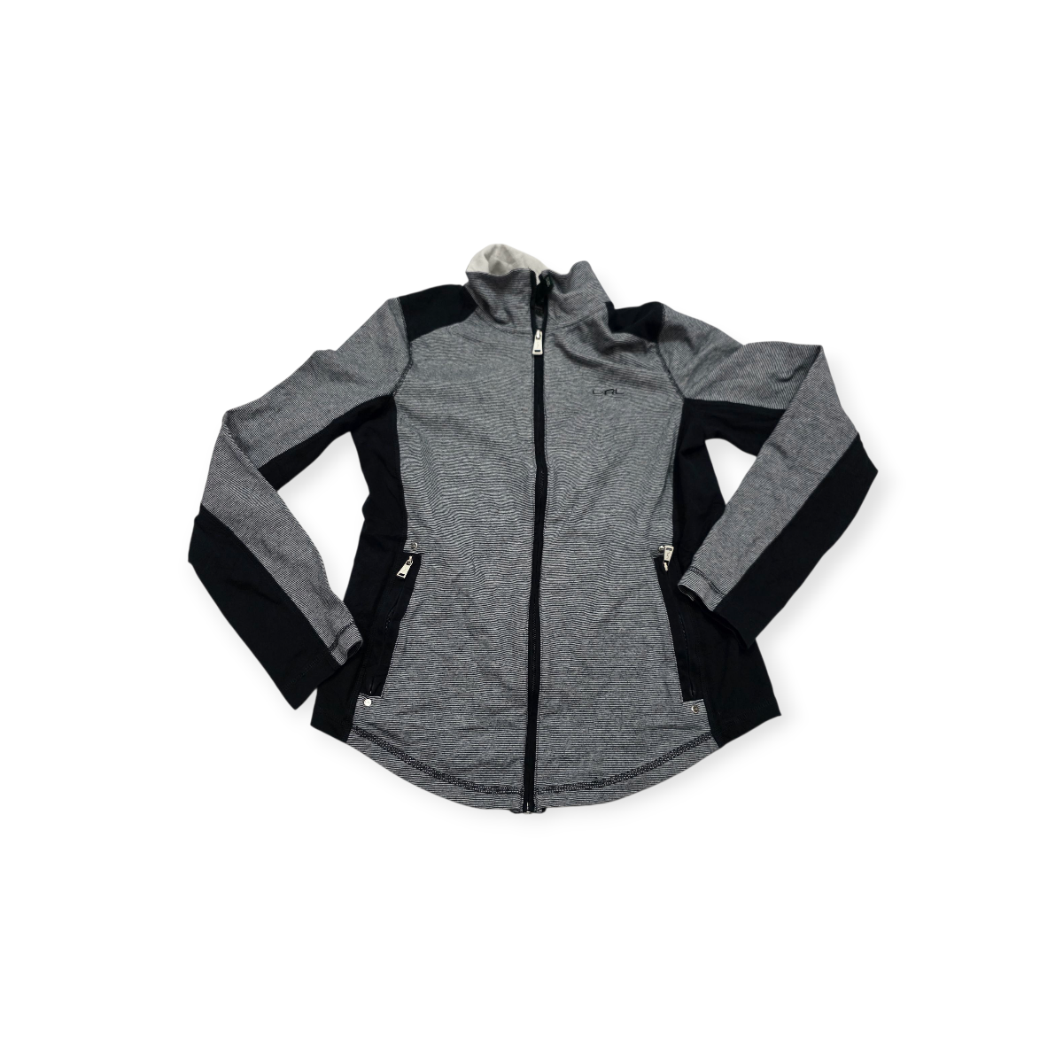 Sudadera Ligera Cierre Completo Ralph Lauren Gris Con Negro