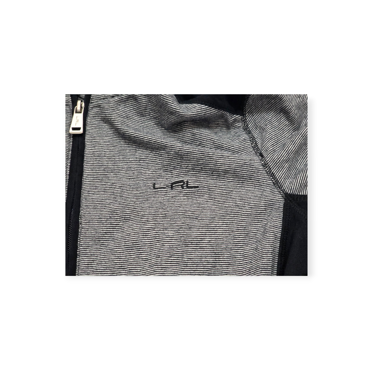 Sudadera Ligera Cierre Completo Ralph Lauren Gris Con Negro