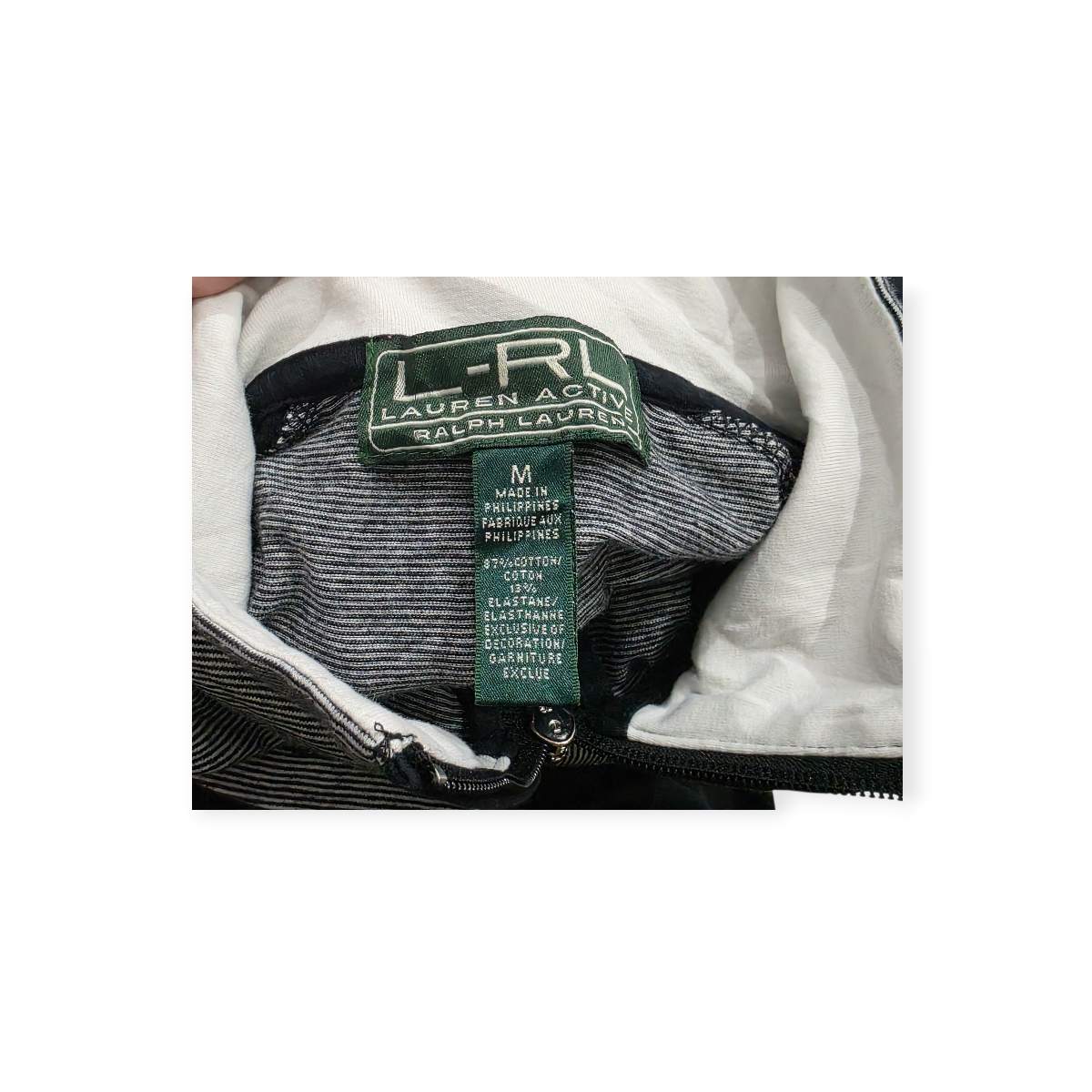 Sudadera Ligera Cierre Completo Ralph Lauren Gris Con Negro