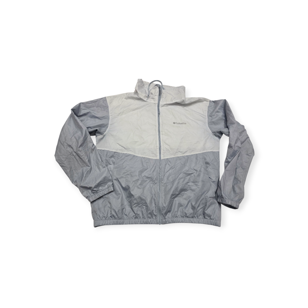 Rompevientos Columbia De Mujer Grande L .gris Con Blanco