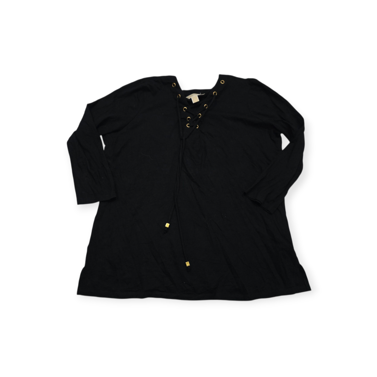 Blusa Michael Kors Negro Manga Larga Escote Con Cordones
