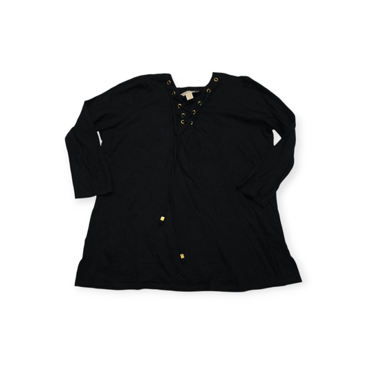Blusa Michael Kors Negro Manga Larga Escote Con Cordones