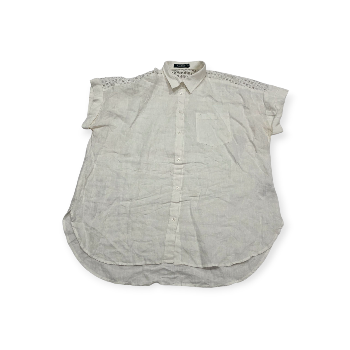 Camisa Ralph Lauren De Lino Xgrande Xl Blanco De Mujer