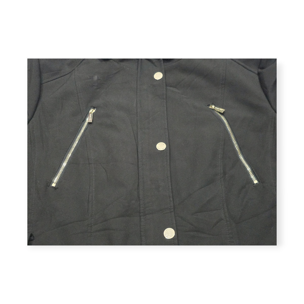 Chamarra Gorro Cazadora Michael Kors Negro Detalles Dorados