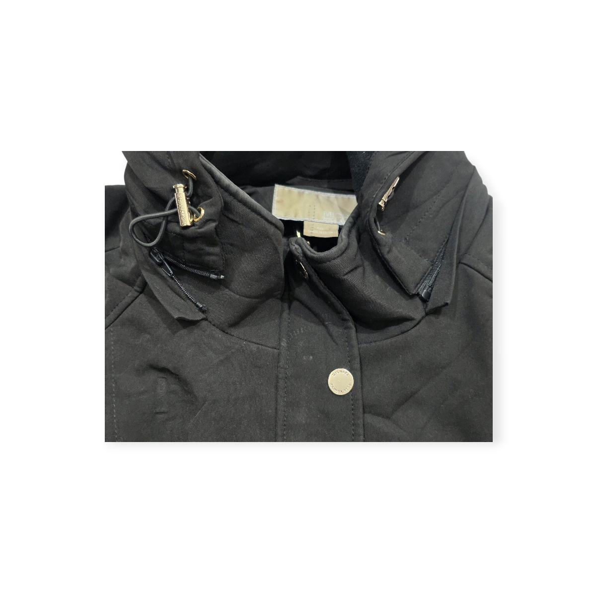 Chamarra Gorro Cazadora Michael Kors Negro Detalles Dorados