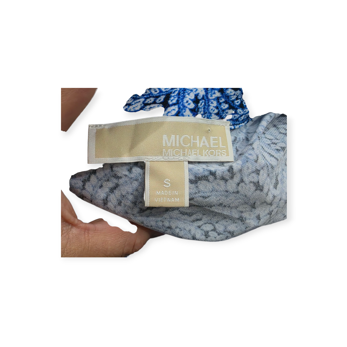 Vestido Michael Kors De Mujer Azul Con Figuras Sin Mangas