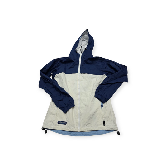 Chamarra Columbia Impermeable Packable De Mujer Azul/blanco
