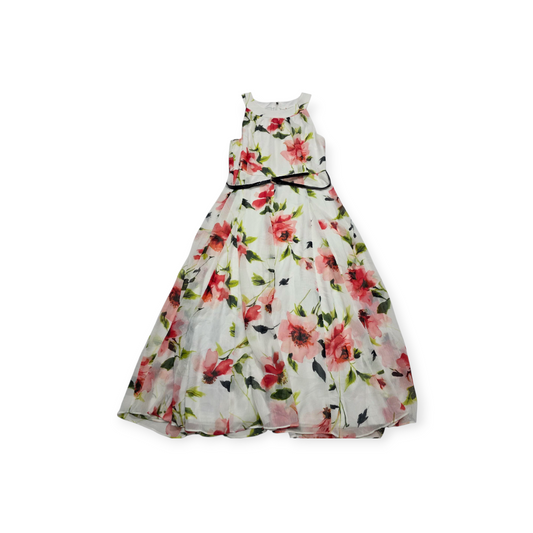 Vestido Tommy Hilfiger Talla 10 Blanca Con Flores Sin Mangas