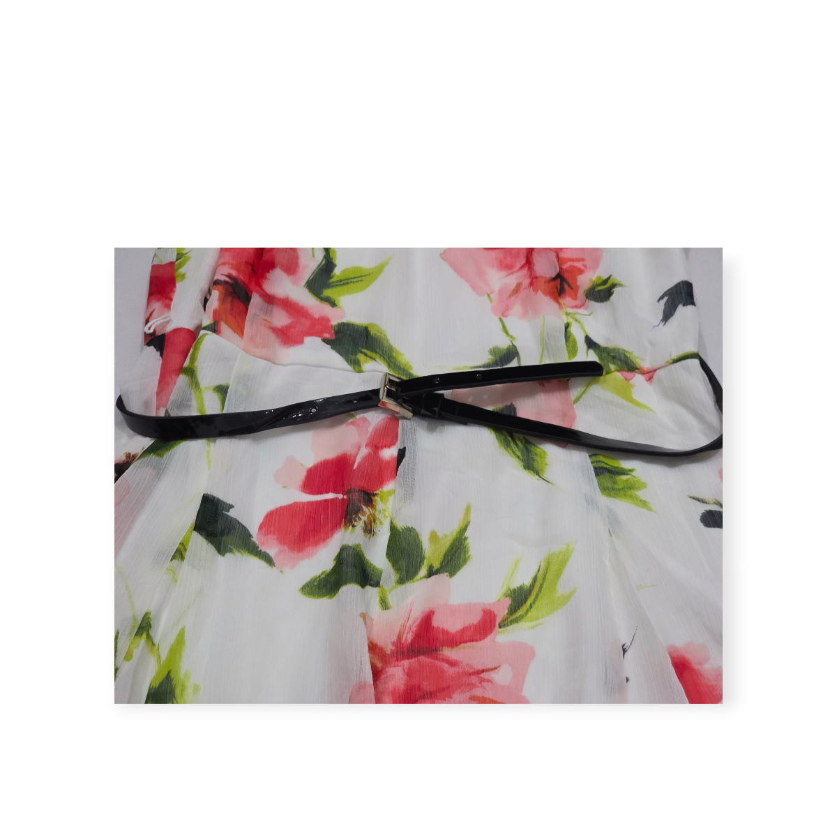 Vestido Tommy Hilfiger Talla 10 Blanca Con Flores Sin Mangas