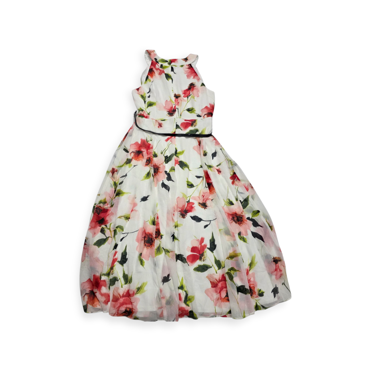 Vestido Tommy Hilfiger Talla 10 Blanca Con Flores Sin Mangas