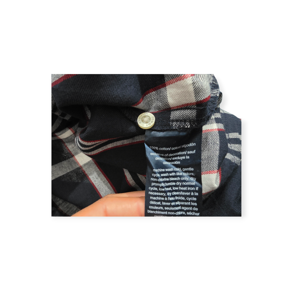 Camisa Tommy Hilfiger De Mujer Grande L Azul.con Gris