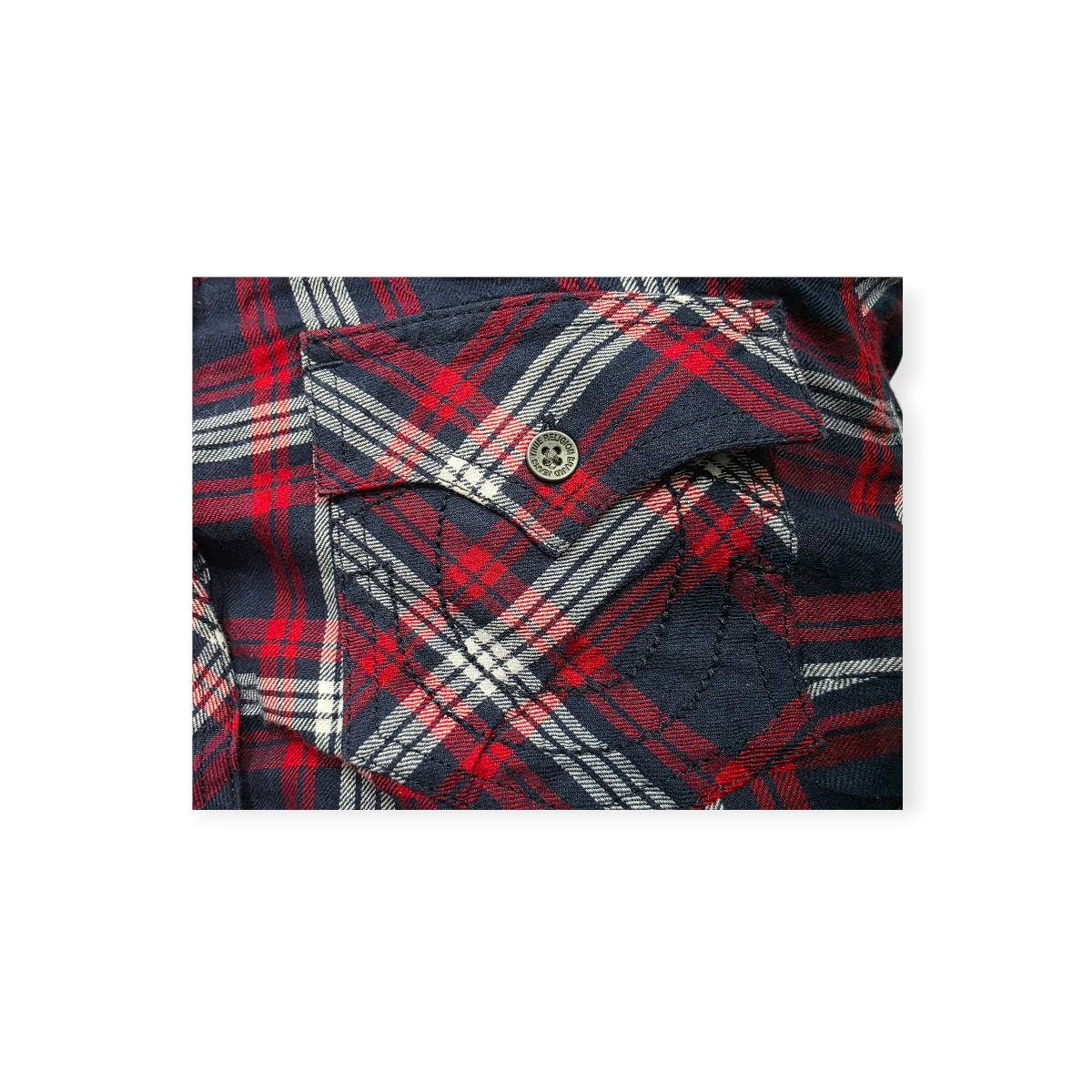 Camisa True Religion De Mujer Grande Roja Con Azul A Cuadros