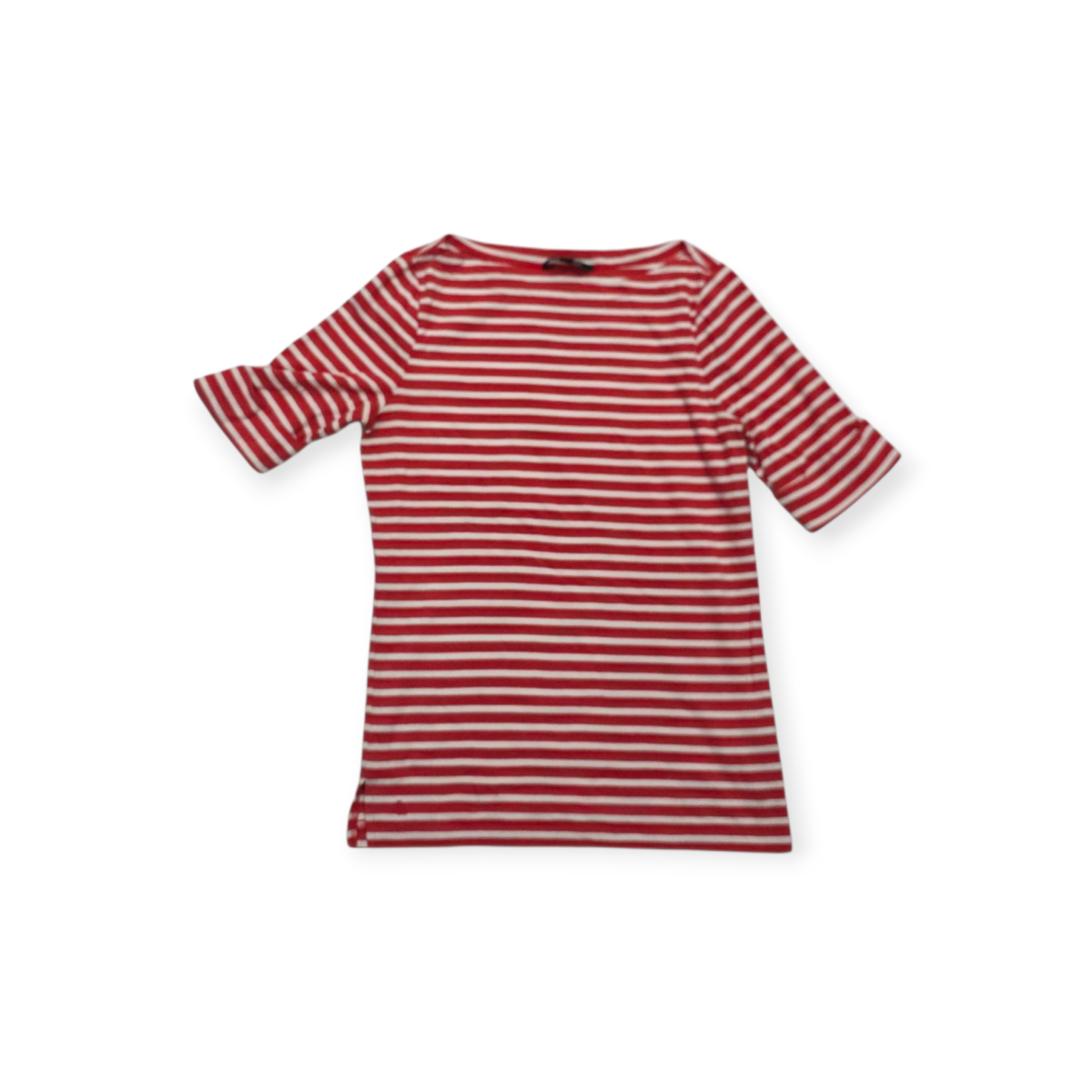 Playera Ralph Lauren Rayada Coral Con Blanco Manga Corta