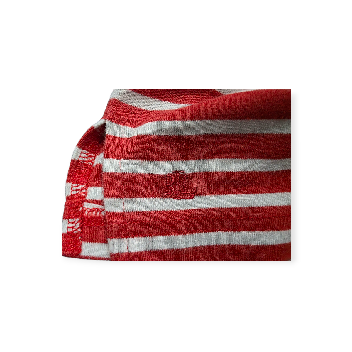 Playera Ralph Lauren Rayada Coral Con Blanco Manga Corta