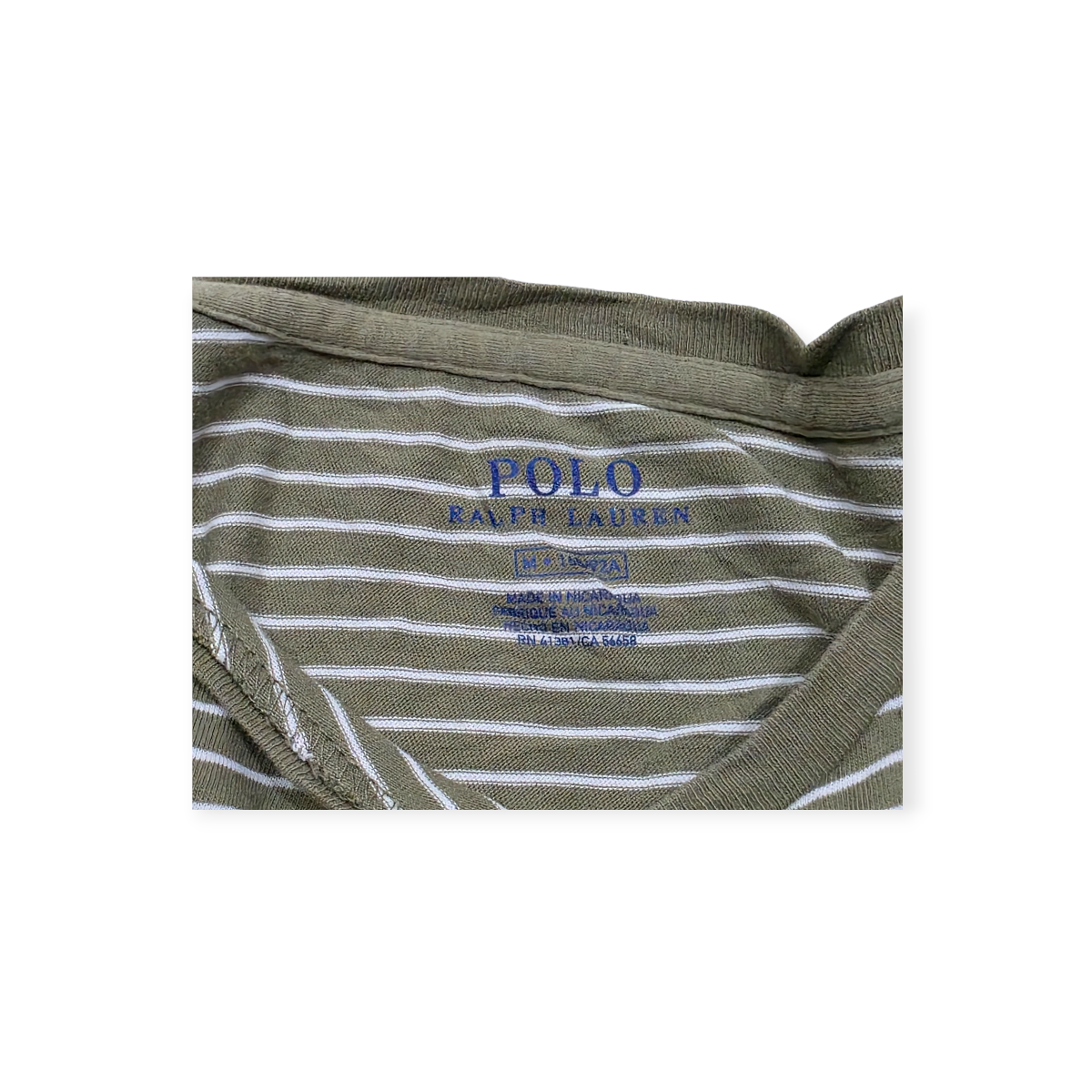 Playera Polo Ralph Lauren Mediana M Manga Corta Verde Rayada