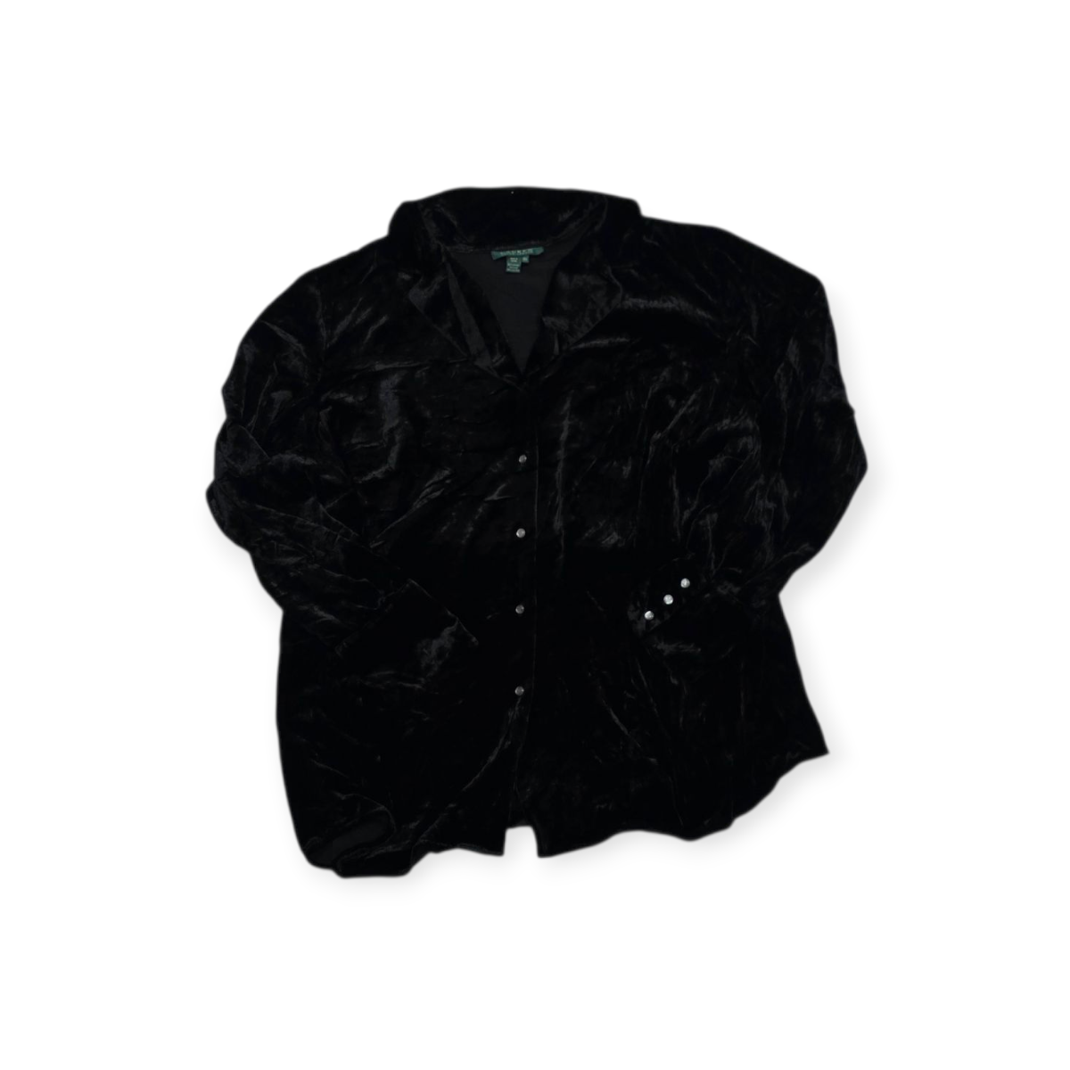 Camisa Ralph Lauren De Terciopelo Talla 18w Negro Rayon/seda