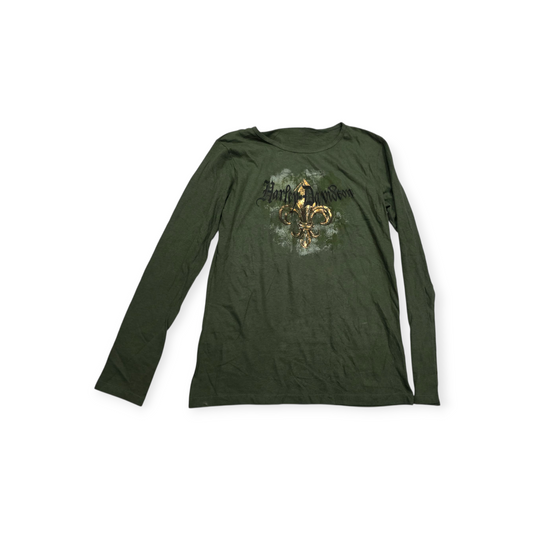 Playera Harley Davidson Xgrande Xl Manga Larga Verde (Usado)