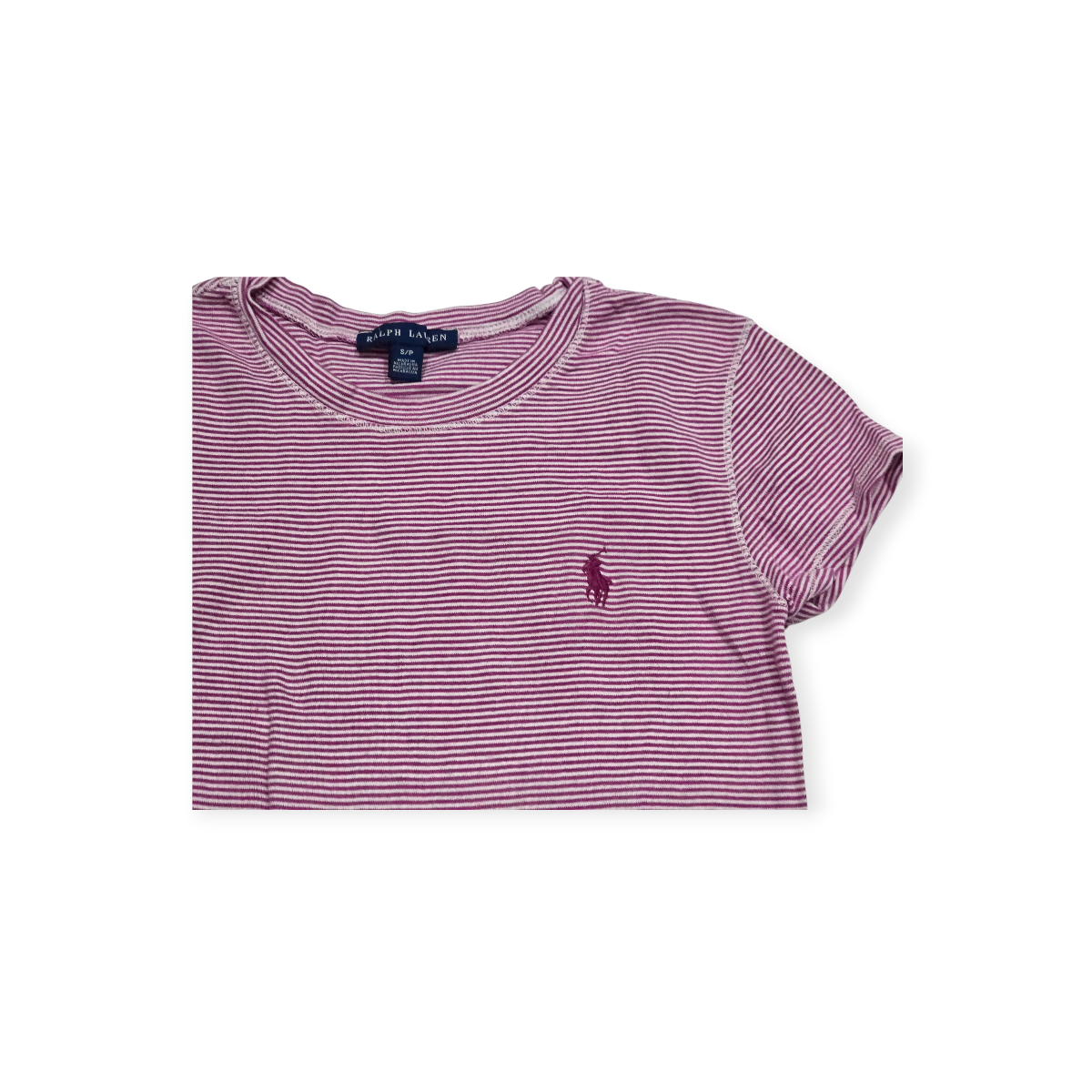 Playera Ralph Lauren Rosa Chico S Rayada Manga Corta (Usado)