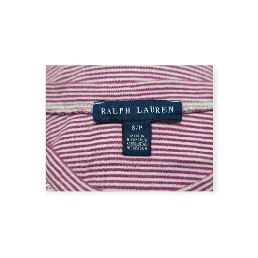 Playera Ralph Lauren Rosa Chico S Rayada Manga Corta (Usado)