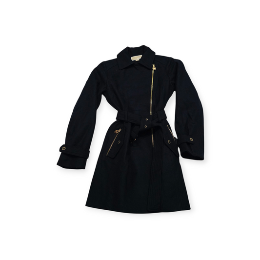 Abrigo Michael Kors D Mujer Talla 8 Azul Con Cierres Dorados