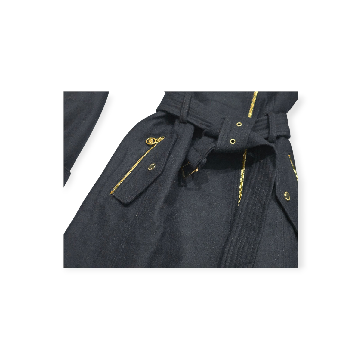 Abrigo Michael Kors D Mujer Talla 8 Azul Con Cierres Dorados