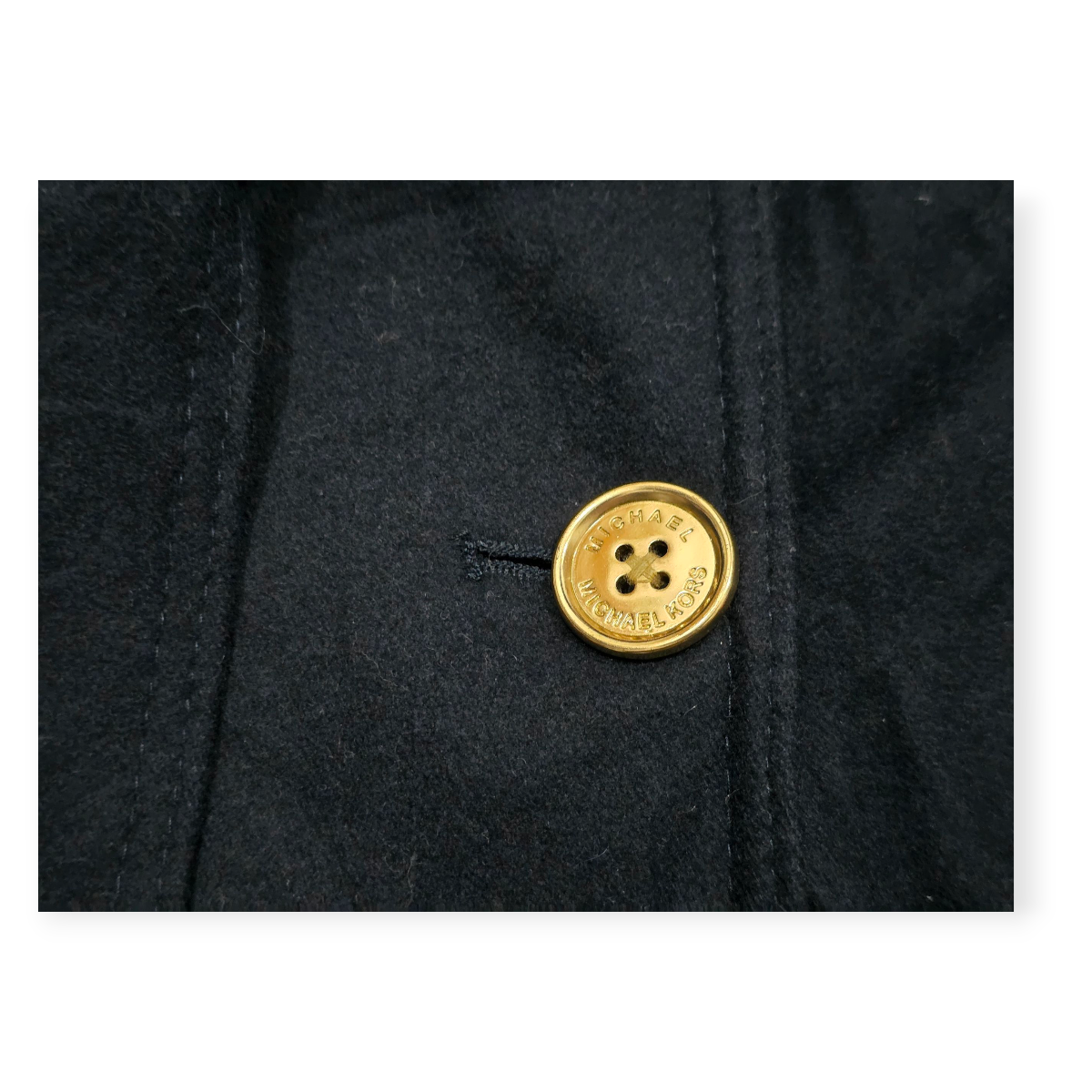 Abrigo Michael Kors Negro Con Botones Dorados Talla 14