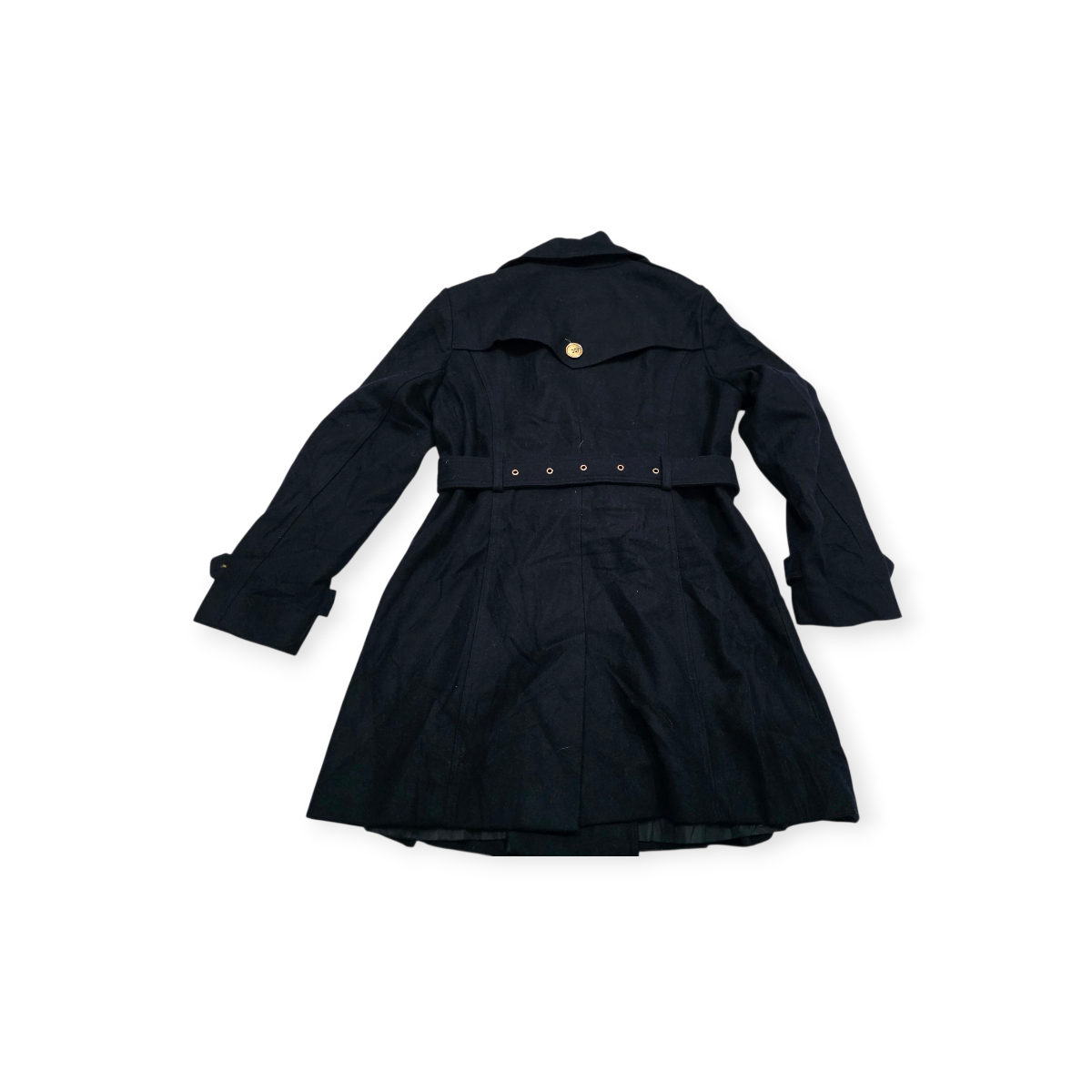 Abrigo Michael Kors Negro Con Botones Dorados Talla 14