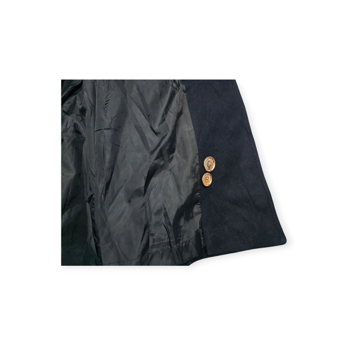 Abrigo Michael Kors Negro Con Botones Dorados Talla 14