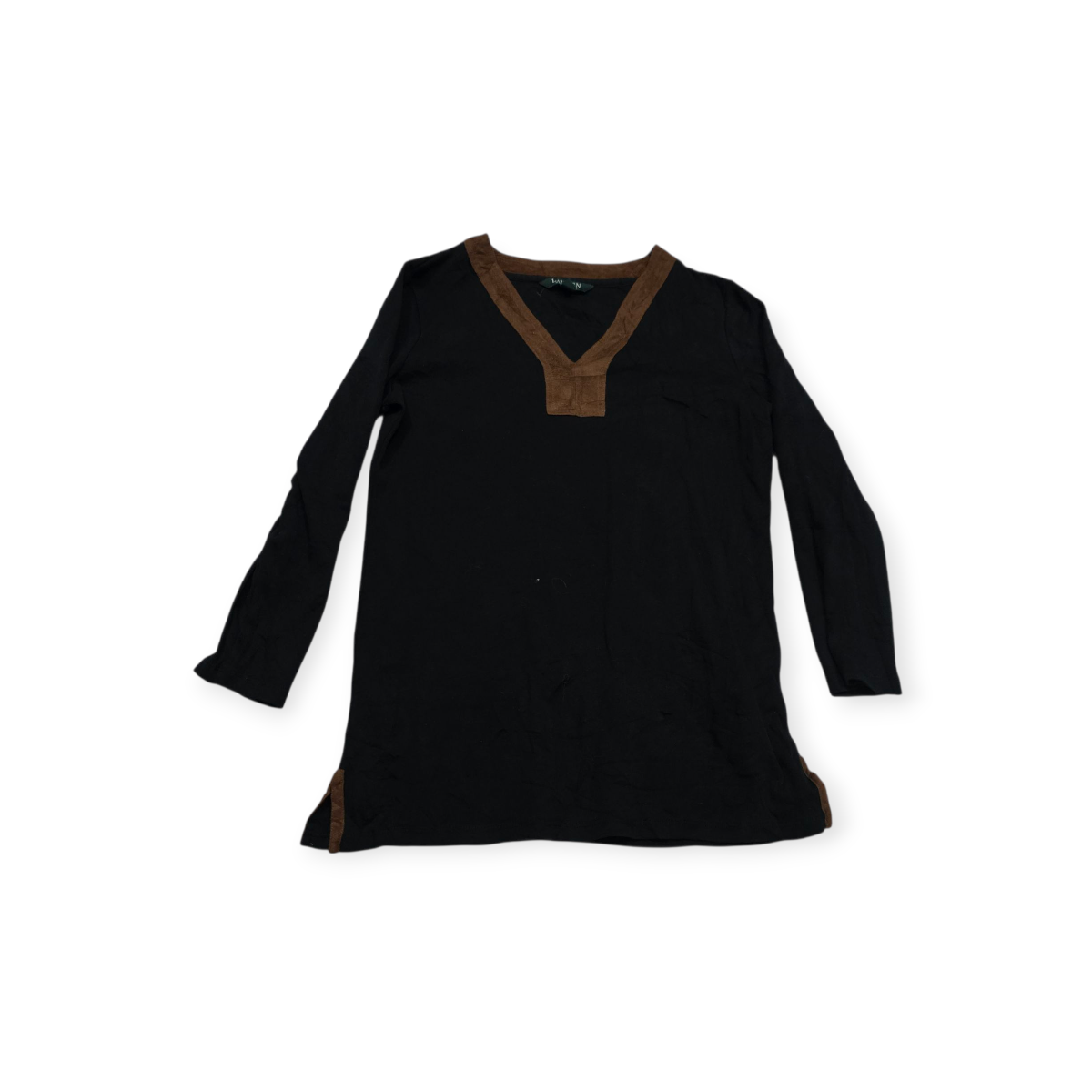 Blusa Ralph Lauren Mediana M Negra Con Detalles Cafe
