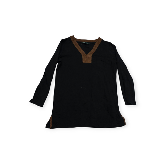 Blusa Ralph Lauren Mediana M Negra Con Detalles Cafe
