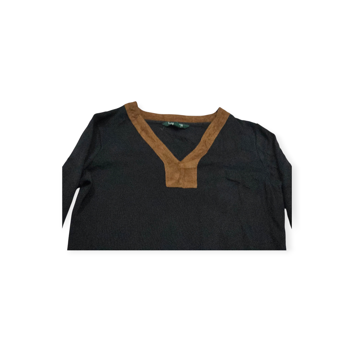 Blusa Ralph Lauren Mediana M Negra Con Detalles Cafe