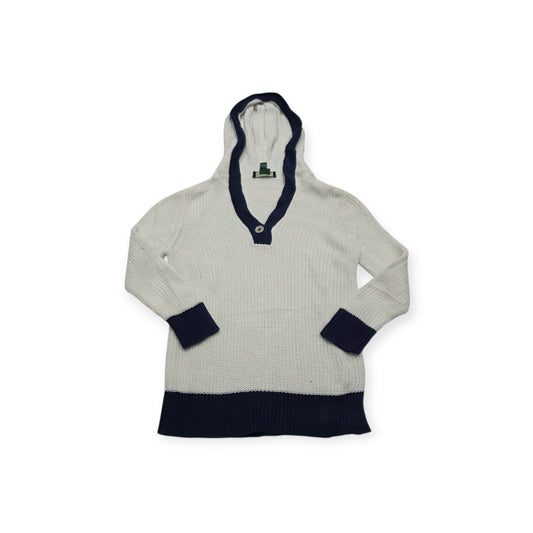 Sueter Con Gorro Ralph Lauren Petite Blanco Con Azul