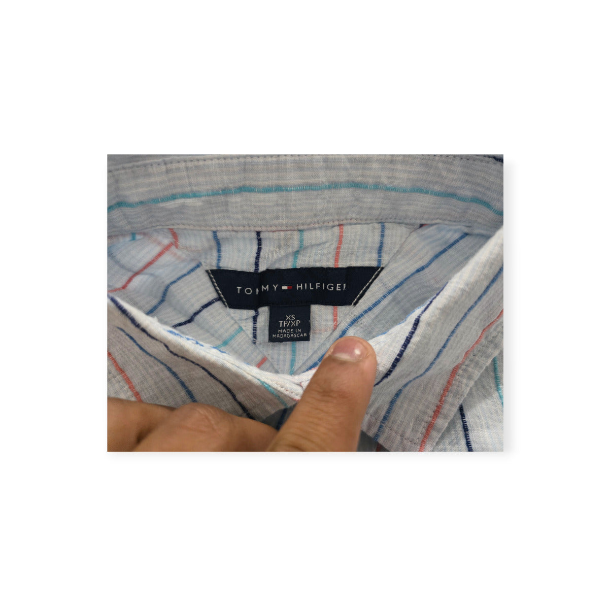 Camisa Tommy Hilfiger Xchica Xs Azul Claro Rayada De Mujer