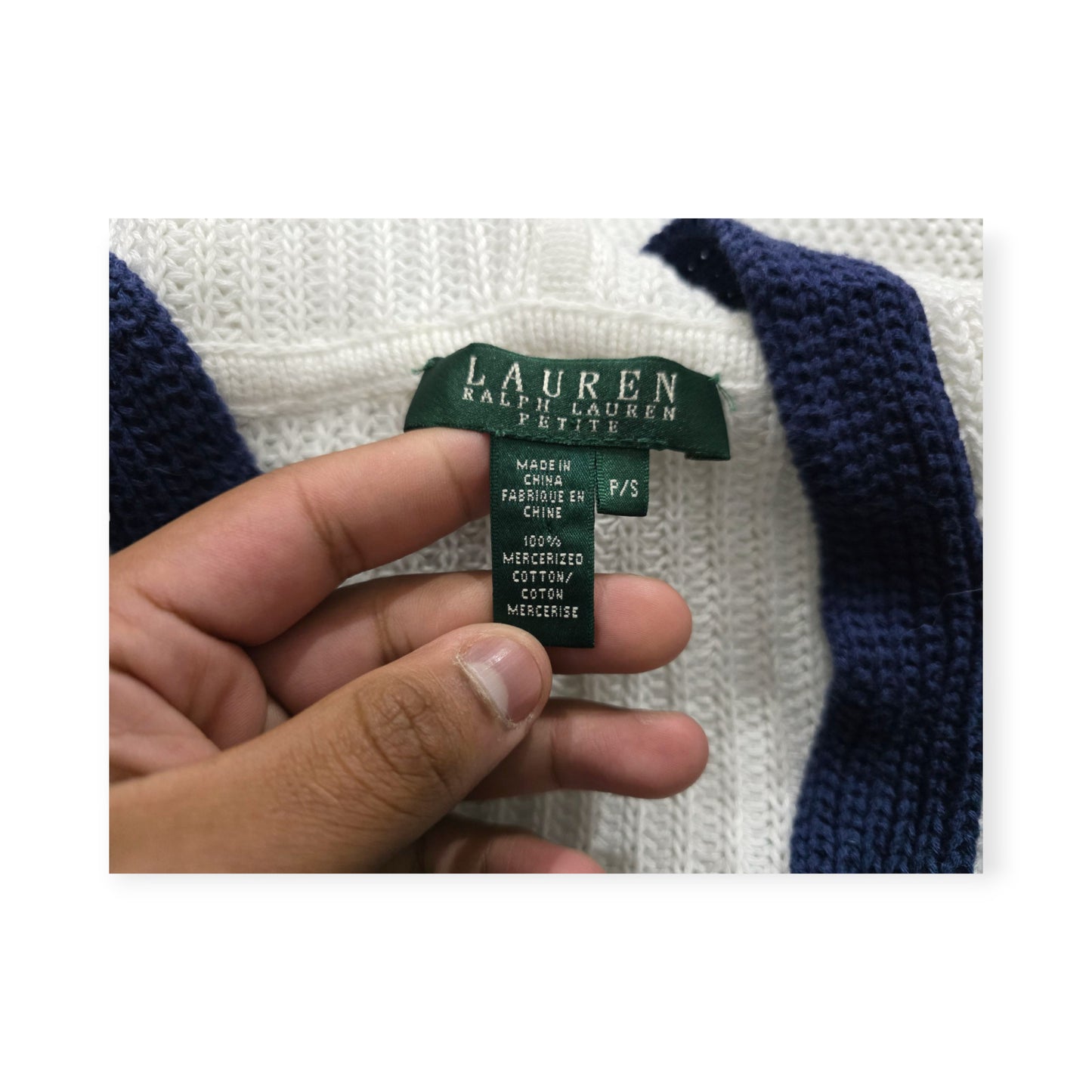 Sueter Con Gorro Ralph Lauren Petite Blanco Con Azul