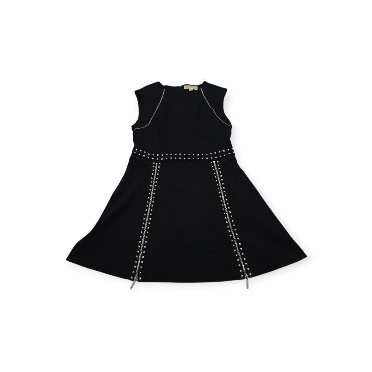 Vestido Michael Kors Negro Con Cierres Plateados Sin Mangas